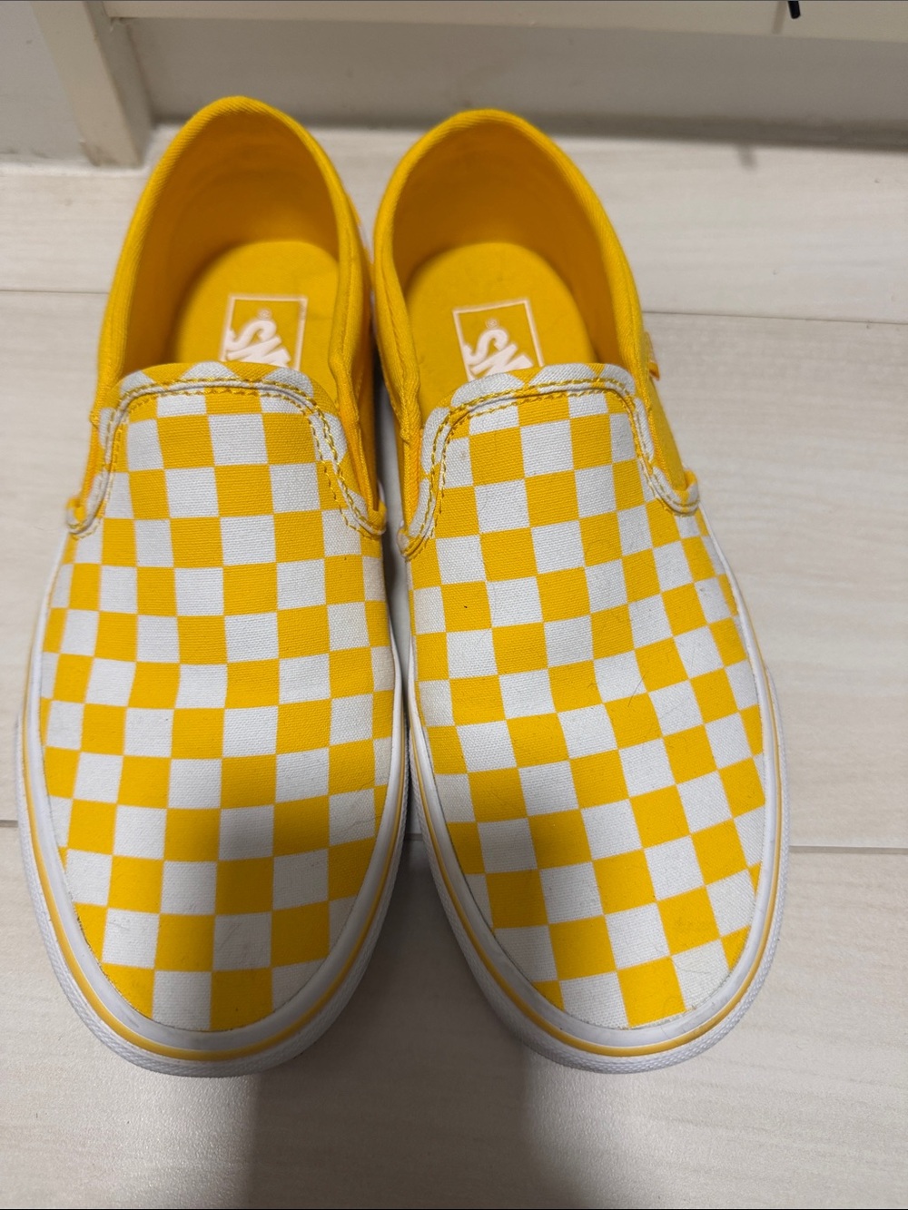 Vans Women’s ' Classic Slip-On Checkerboard Sneakers - Yellow/White